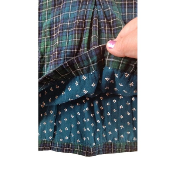 Appleseed's Womens Tunic Black Dark Green Plaid Ruffle Collar Holiday L Country - Picture 6 of 12